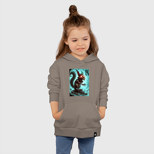 Детская толстовка-худи Жуткая белка - хэллоуин / Утренний латте – фото 4