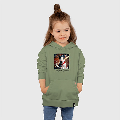 Детская толстовка-худи Bull terrier - New York yankees baseball team / Авокадо – фото 4