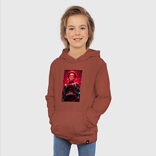 Детская толстовка-худи Клинок, рассекающий демонов Тандзиро Камадо охотни / Кирпичный – фото 3