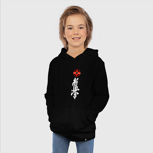 Детская толстовка-худи Карате киокусинкай логотип / Черный – фото 3