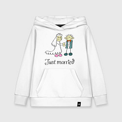 Толстовка детская хлопковая Just married, цвет: белый