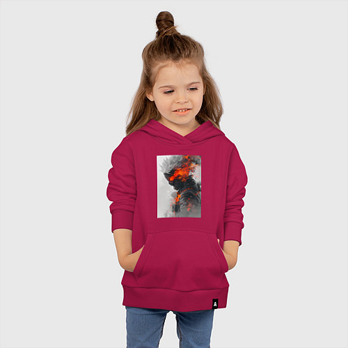 Детская толстовка-худи Киберпанк самурай / Маджента – фото 4