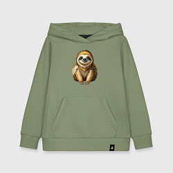 Толстовка детская хлопковая Портрет ленивца, цвет: авокадо