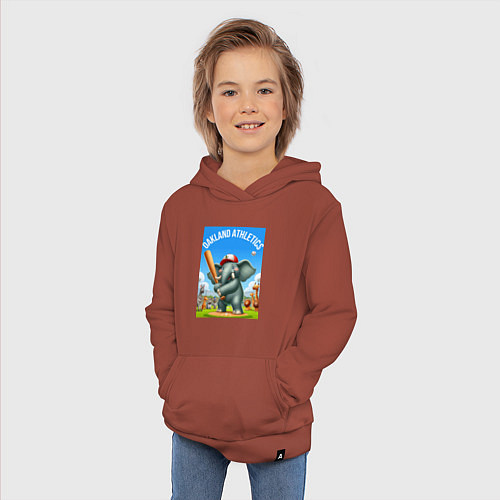 Детская толстовка-худи Elephant - batter Oakland Athletics / Кирпичный – фото 3