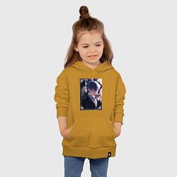 Толстовка детская хлопковая Тёмный дворецкий Сиэль Фантомхайв пьет чай, цвет: горчичный — фото 2