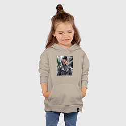 Толстовка детская хлопковая Леопард панк музыкант - нейросеть, цвет: миндальный — фото 2