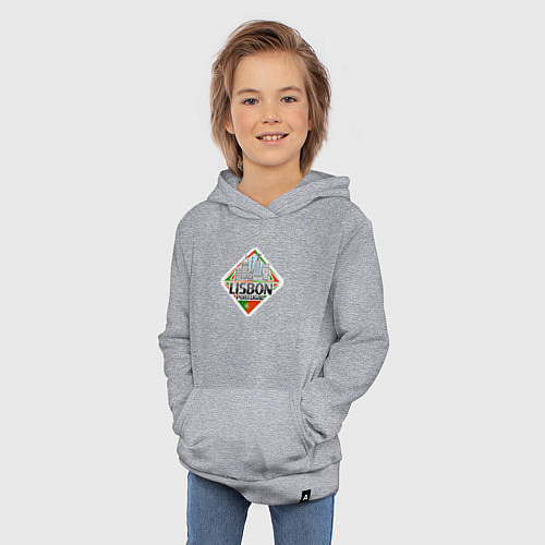 Детская толстовка-худи Португалия Лиссабон / Меланж – фото 3