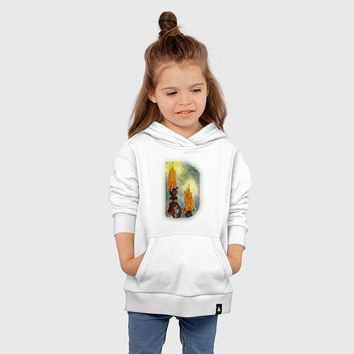 Детская толстовка-худи Две свечи на подсвечнике / Белый – фото 4