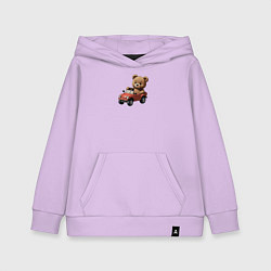 Толстовка детская хлопковая Мишка на машинке, цвет: лаванда