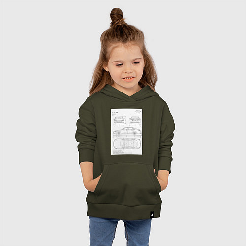 Детская толстовка-худи Audi A8 / Хаки – фото 4