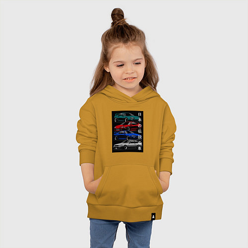 Детская толстовка-худи JDM автомобили / Горчичный – фото 4