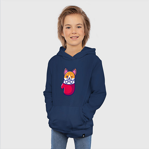 Детская толстовка-худи Собачка в варежке / Тёмно-синий – фото 3