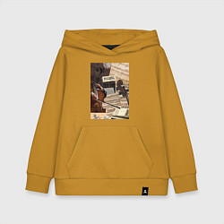 Толстовка детская хлопковая Музыка эстетика, цвет: горчичный