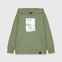 Толстовка детская хлопковая Эмоции Сатору Годжо - Магическая битва, цвет: авокадо