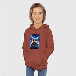 Толстовка детская хлопковая Pikachu brave cyber pilot - neon glow, цвет: кирпичный — фото 2