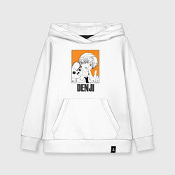 Толстовка детская хлопковая Человек-бензопила Denji Почита, цвет: белый