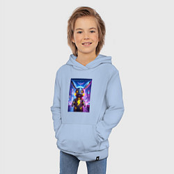 Толстовка детская хлопковая Cyber Pikachu - metal style neon glow, цвет: мягкое небо — фото 2