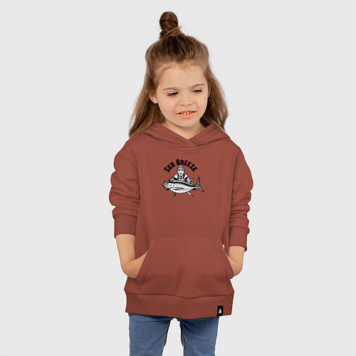 Детская толстовка-худи Fish breeze / Кирпичный – фото 4