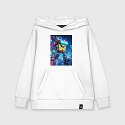 Толстовка детская хлопковая Cyber Sponge Bob - neon glow fantasy, цвет: белый