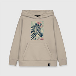 Толстовка детская хлопковая Зебра с цветком, цвет: миндальный