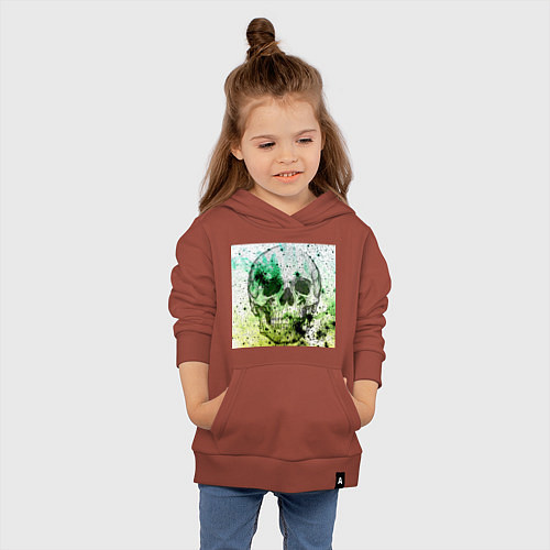 Детская толстовка-худи Череп черный краски / Кирпичный – фото 4