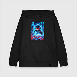 Детская толстовка-худи Hedgehog in neon metropolis - ai art