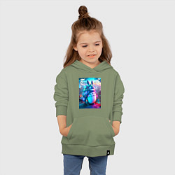 Толстовка детская хлопковая Cool Totoro - cyberpunk, цвет: авокадо — фото 2