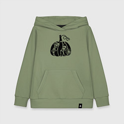 Толстовка детская хлопковая Скелеты в тыкве, цвет: авокадо