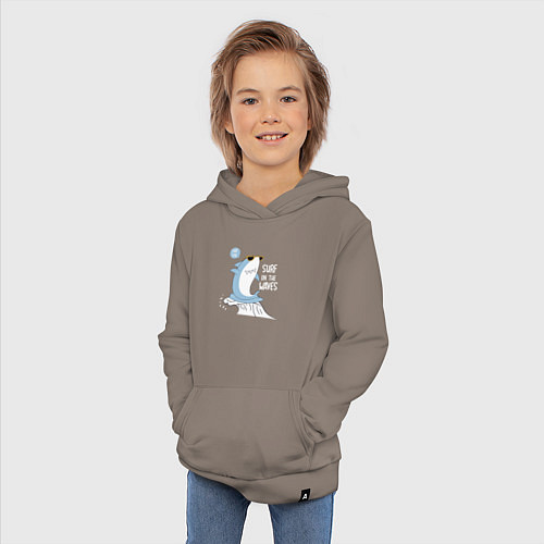 Детская толстовка-худи Акула на волнах / Утренний латте – фото 3