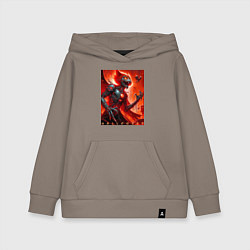 Толстовка детская хлопковая Кибер кошка ведьма - хэллоуин, цвет: утренний латте