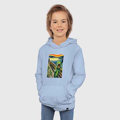 Детская толстовка-худи Кузнечик кричит на картине Эдварда Мунка - мем иск / Мягкое небо – фото 3