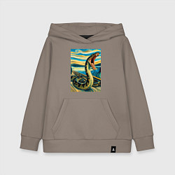 Толстовка детская хлопковая Анаконда кричит на картине Эдварда Мунка - мем иск, цвет: утренний латте