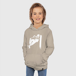 Толстовка детская хлопковая Толстовка Street Workout - Выход Силой White, цвет: миндальный — фото 2