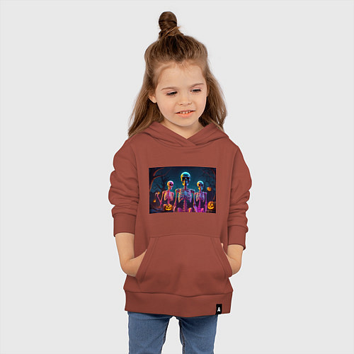 Детская толстовка-худи Страшилки скелеты / Кирпичный – фото 4