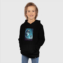Толстовка детская хлопковая Тоторо гонится за лесным длинноухим котом - хэллоу, цвет: черный — фото 2