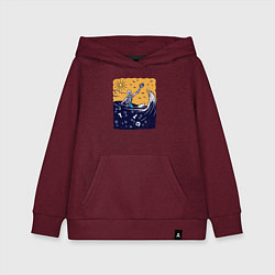 Толстовка детская хлопковая Скелетик в море, цвет: меланж-бордовый