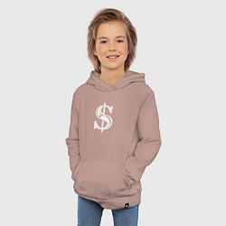Толстовка детская хлопковая Стильный знак - доллара, цвет: пыльно-розовый — фото 2