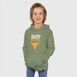 Толстовка детская хлопковая Blood sweet respect logo, цвет: авокадо — фото 2