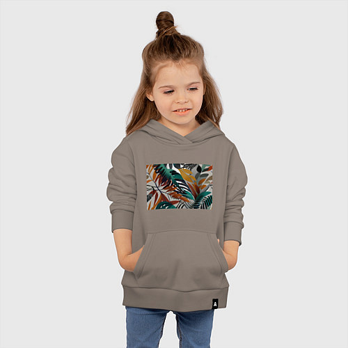 Детская толстовка-худи Полоски листья / Утренний латте – фото 4