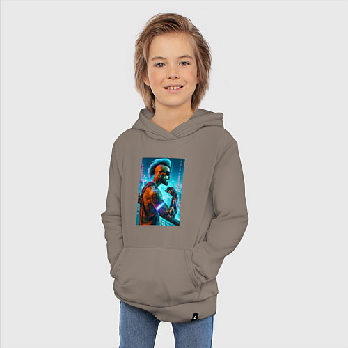 Детская толстовка-худи Cool guy - cyberpunks not dead / Утренний латте – фото 3