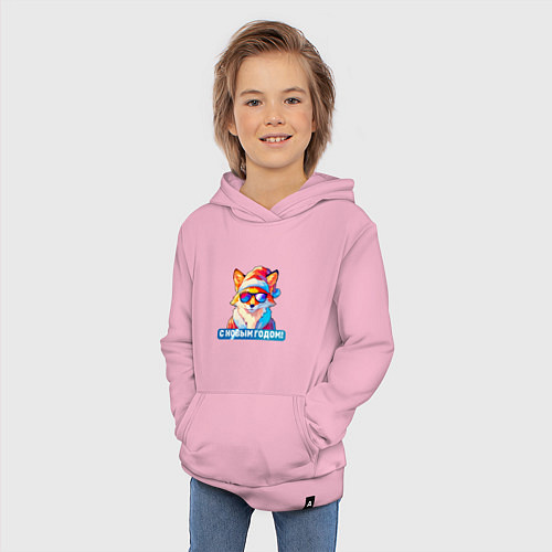 Детская толстовка-худи С новым годом от лисы / Светло-розовый – фото 3