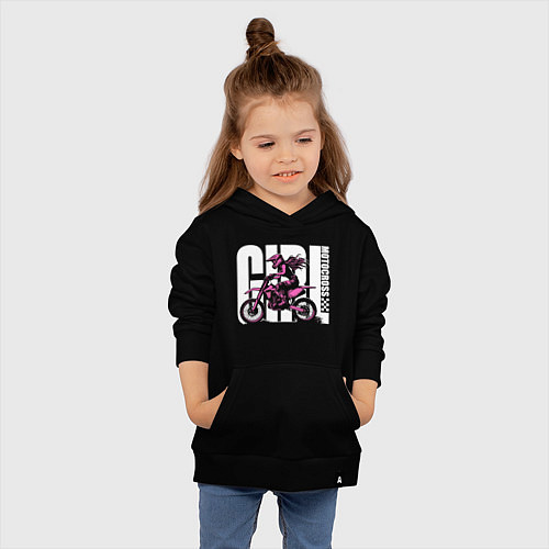 Детская толстовка-худи Girl motocross / Черный – фото 4