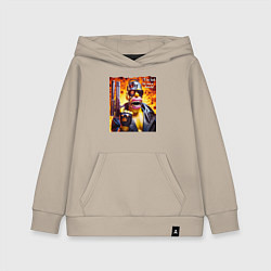 Толстовка детская хлопковая Гомер Симпсон и Арнольд Шварценеггер - коллаба, цвет: миндальный