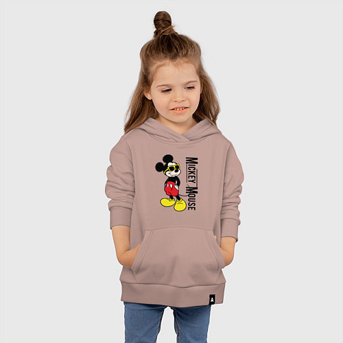 Детская толстовка-худи Микки Маус и надпись / Пыльно-розовый – фото 4