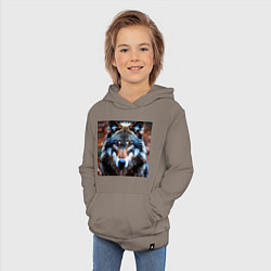 Толстовка детская хлопковая Взгляд серого волка, цвет: утренний латте — фото 2