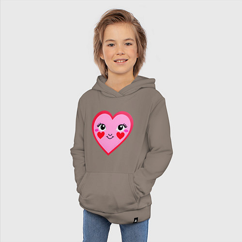 Детская толстовка-худи Сердечко с глазками / Утренний латте – фото 3