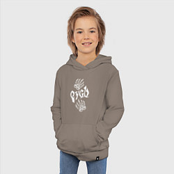 Толстовка детская хлопковая Печать Велеса - лапа медведя, цвет: утренний латте — фото 2