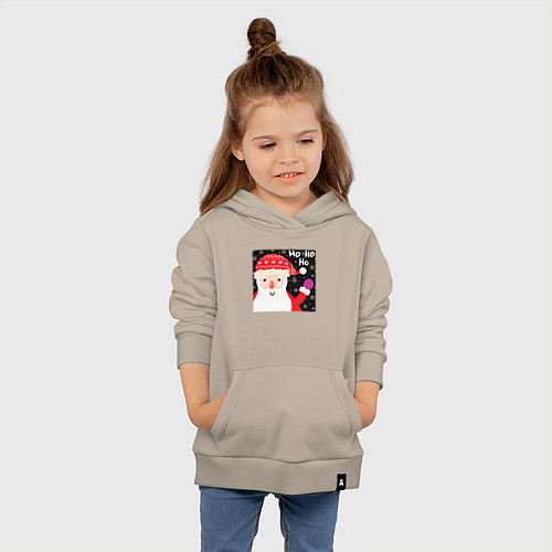 Детская толстовка-худи Дед мороз приветствует / Миндальный – фото 4