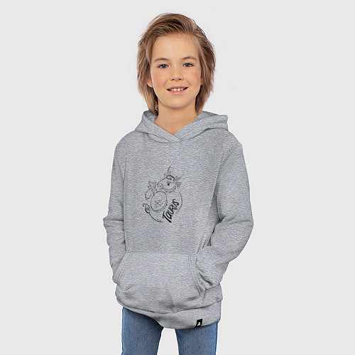 Детская толстовка-худи Телец зодиак / Меланж – фото 3