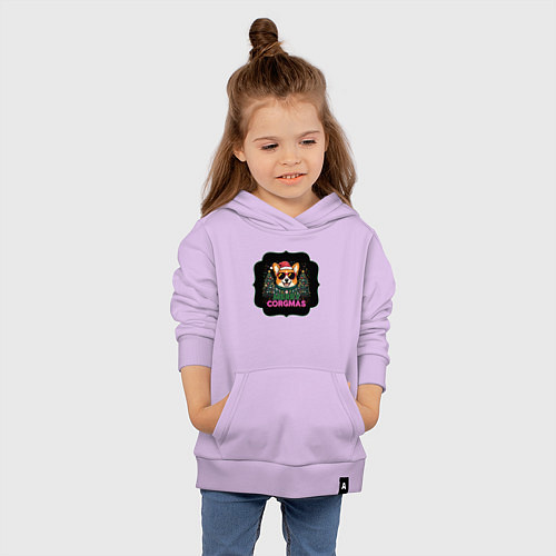 Детская толстовка-худи Новогодний пес корги / Лаванда – фото 4